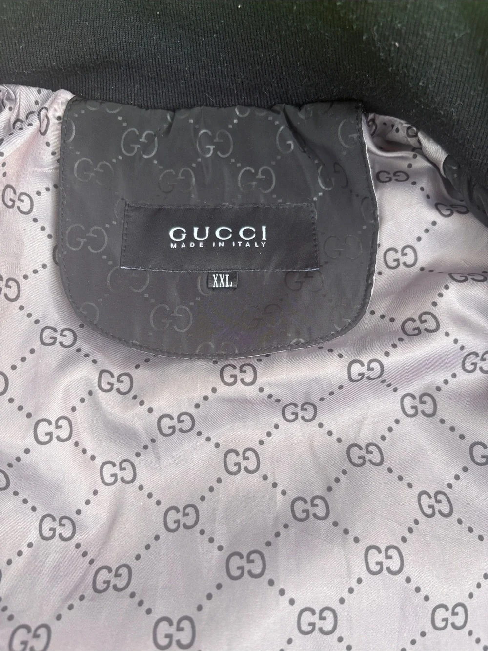 Gucci Black Bomber Jacket with Red & Green Trim